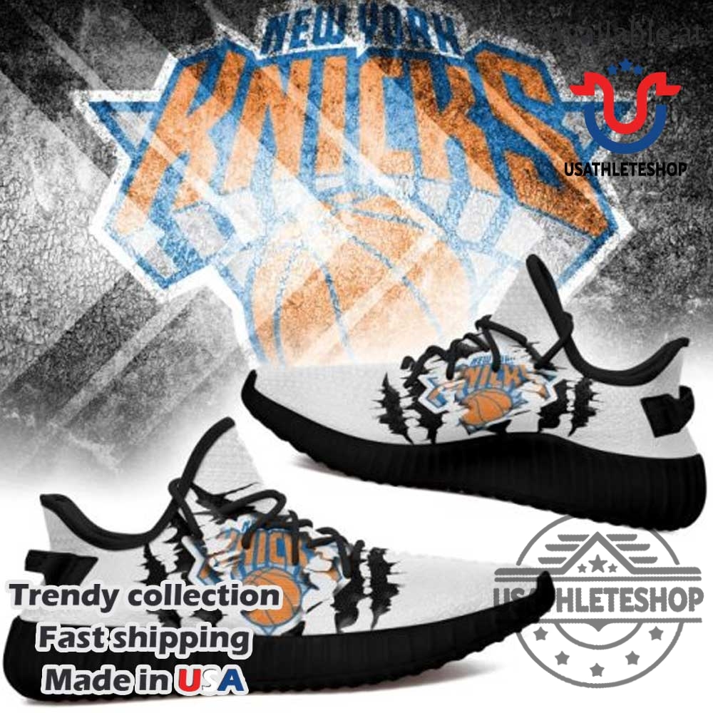 Nba New York Knicks White Scratch Yeezy Boost Sneakers Black Sole 3 NBA New York Knicks White Scratch Yeezy Boost Sneakers Black Sole