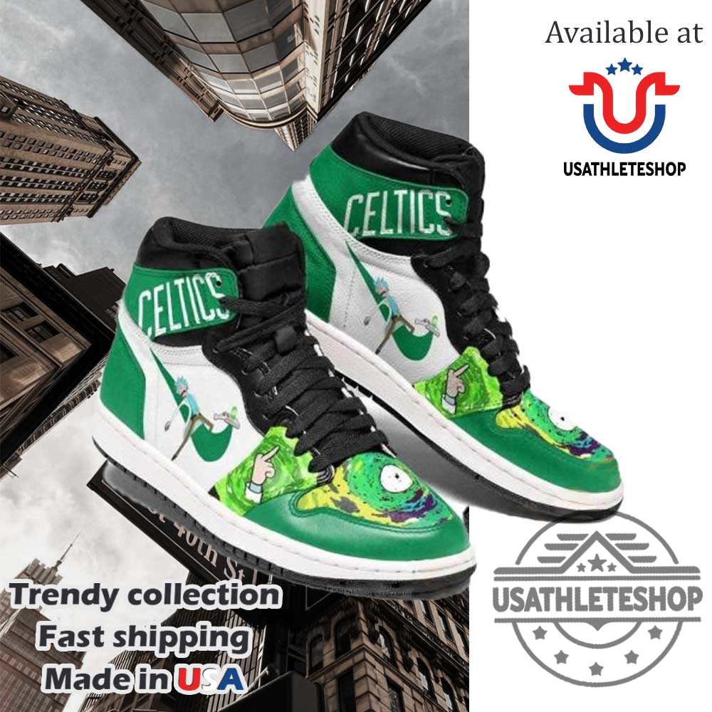 Nba Boston Celtics Rick And Morty Green White Air Jordan 1 High Sneakers 3 NBA Boston Celtics Rick And Morty Green White Air Jordan 1 High Sneakers