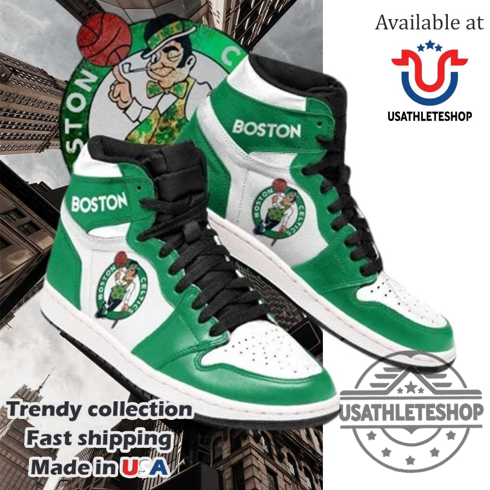 Boston Celtics Jordan 1 Hightop Sneakers Limited Edition Basketball Fan Shoes 4 Boston Celtics Jordan 1 High-Top Sneakers Limited Edition Basketball Fan Shoes