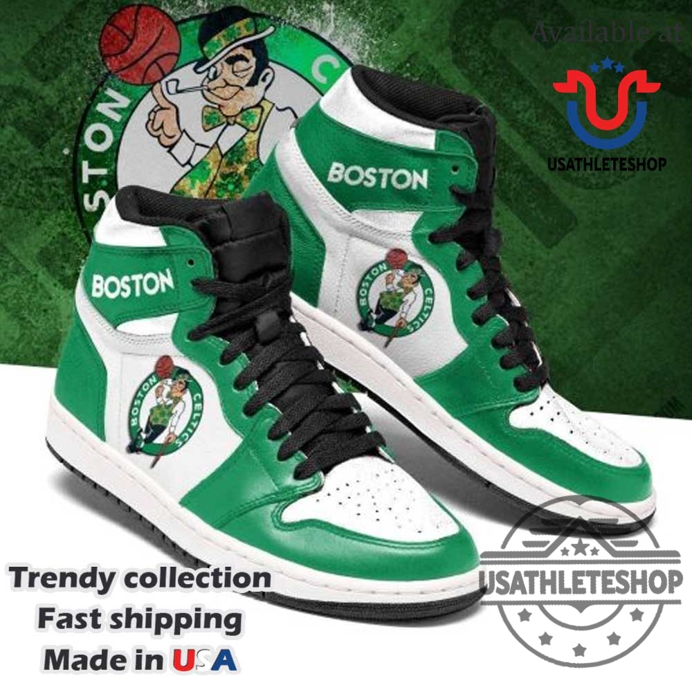 Boston Celtics Jordan 1 Hightop Sneakers Limited Edition Basketball Fan Shoes 5 Boston Celtics Jordan 1 High-Top Sneakers Limited Edition Basketball Fan Shoes