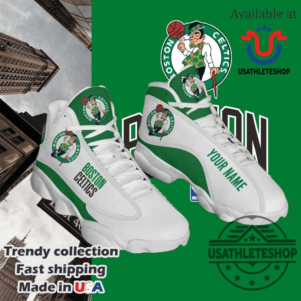 "Top NBA-Themed Sneakers: Air Jordans and Yeezys for Knicks, Celtics Fans" 8 Nba Boston Celtics Custom Name White Green Air Jordan 13 Shoes