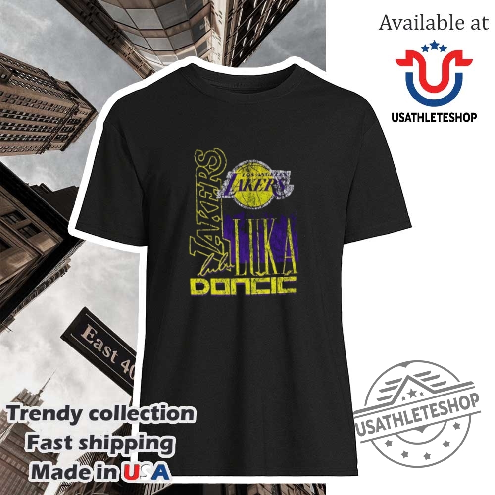 "Shop Top NBA Playoff Shirts: Edwards, Doncic, and More 2023" 6 Luka Doncic Los Angeles Lakers New Era Full Court Press Mineral Wash Player Tshirts