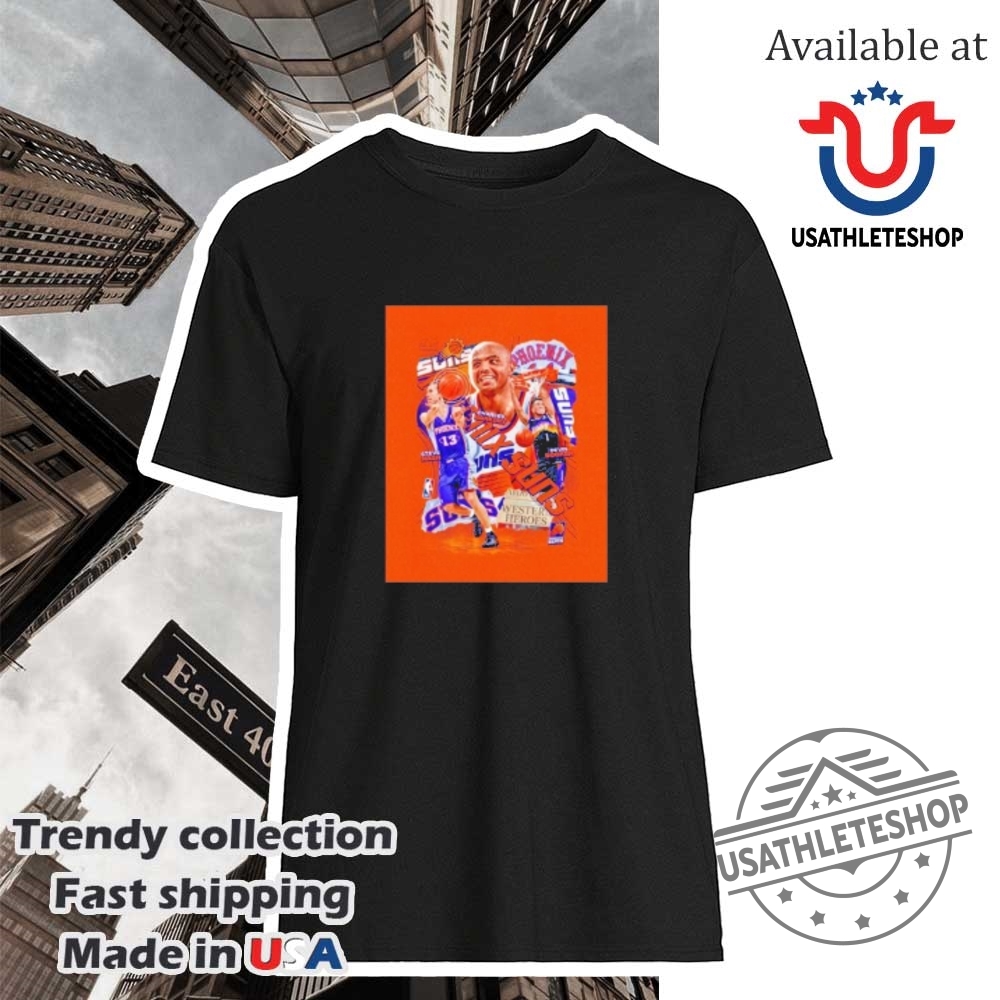 "Shop Top NBA Playoff Shirts: Edwards, Doncic, and More 2023" 7 Phoenix Suns Charles Barkley Steve Nash And Star Devin Booker Nba Shirt