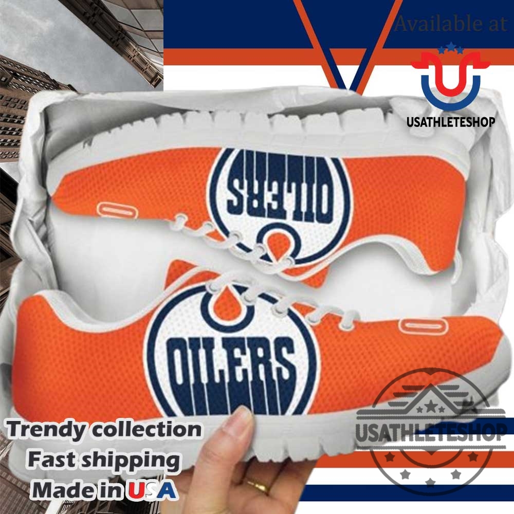Edmonton Oilers Logo Running Shoes With White Sole Nhl Official Team Sneakers 4 Edmonton Oilers Logo Running Shoes with White Sole – NHL Official Team Sneakers