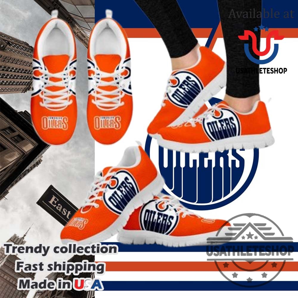 Edmonton Oilers Logo Running Shoes With White Sole Nhl Official Team Sneakers 5 Edmonton Oilers Logo Running Shoes with White Sole – NHL Official Team Sneakers