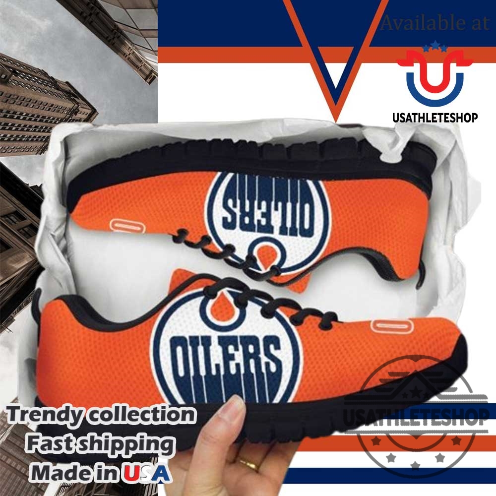 Edmonton Oilers Logo Running Shoes With Black Sole Nhl Official Team Sneakers 3 Edmonton Oilers Logo Running Shoes with Black Sole – NHL Official Team Sneakers