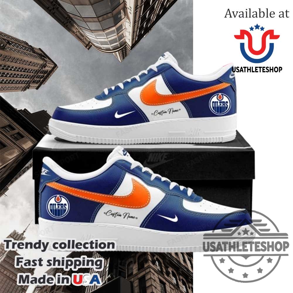 Customized Nhl Edmonton Oilers Air Force 1 Sneakers With Your Name Personalized Edition 3 Customized NHL Edmonton Oilers Air Force 1 Sneakers with Your Name – Personalized Edition