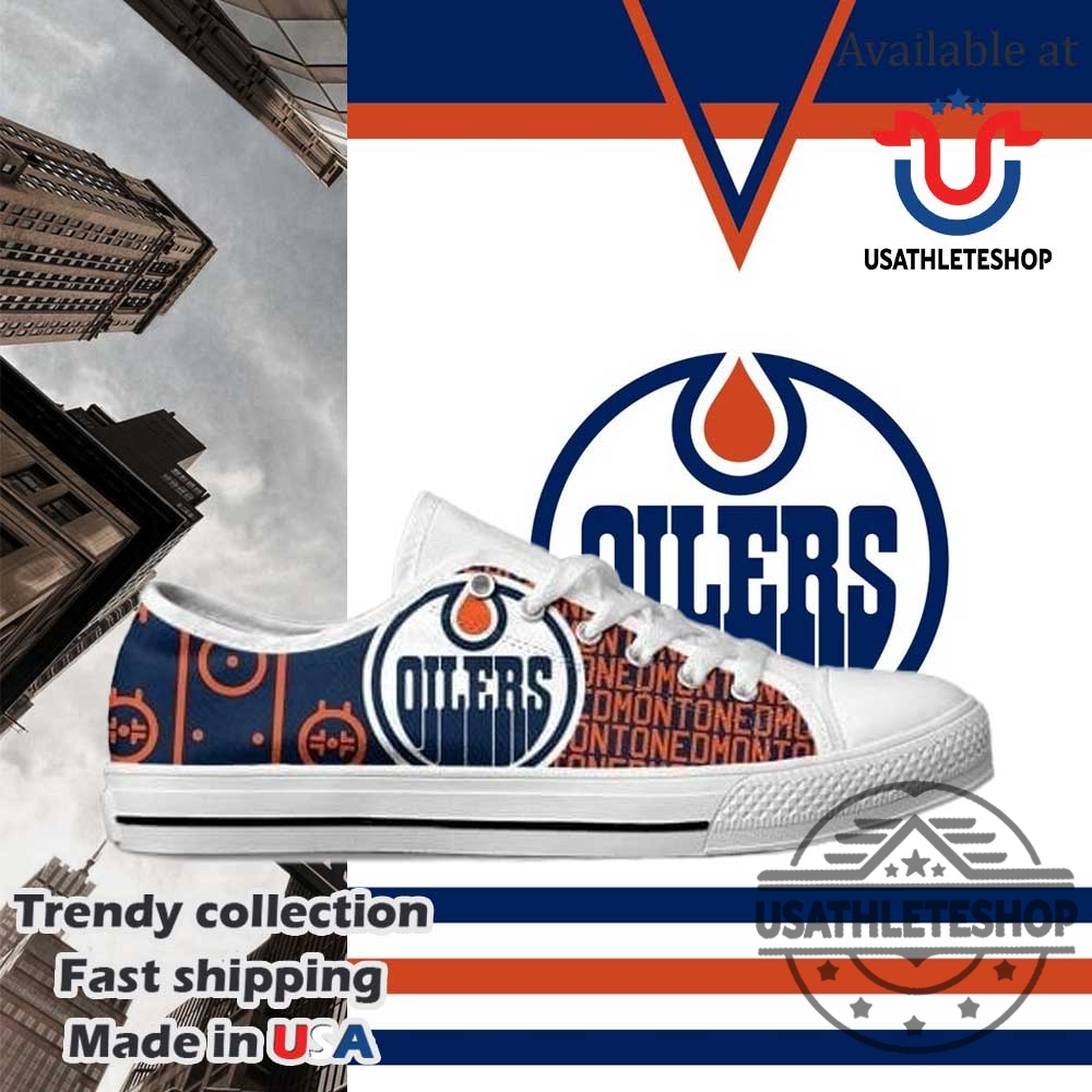 "Top Edmonton Oilers Sneakers: Run in Style with Team Spirit" 5 Edmonton Oilers Low Top Shoes With White Sole Nhl Team Sneakers For Fans