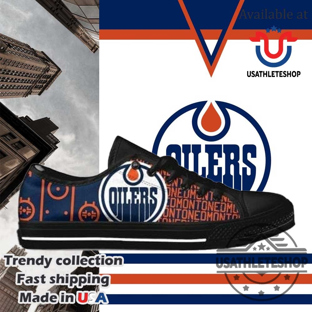 "Top Edmonton Oilers Sneakers: Run in Style with Team Spirit" 6 Edmonton Oilers Low Top Shoes With Black Sole Nhl Team Sneakers For Fans