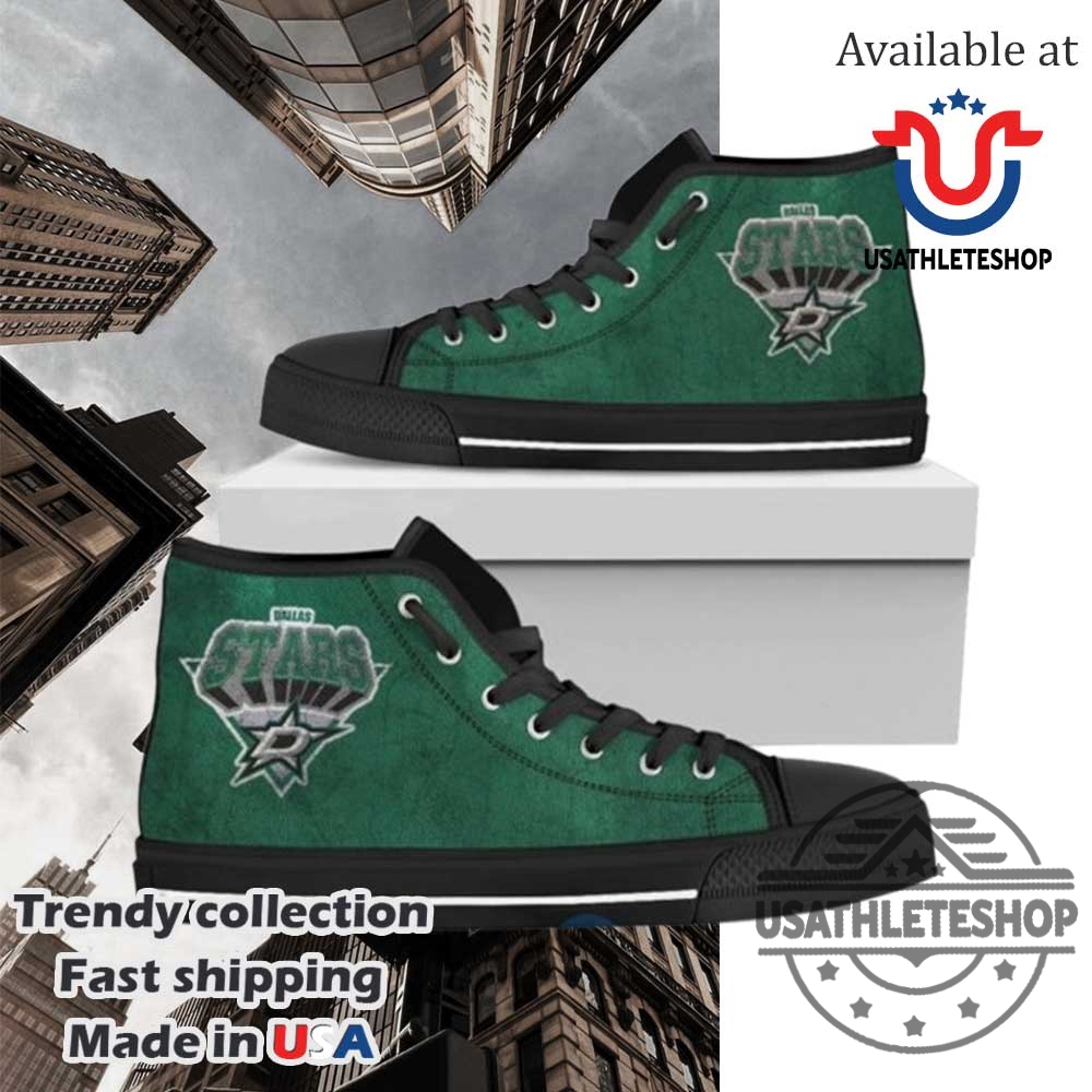 Dallas Stars 3D Printed Logo High Top Shoes With Black Sole Custom Team Sneakers 3 Dallas Stars 3D Printed Logo High Top Shoes with Black Sole – Custom Team Sneakers