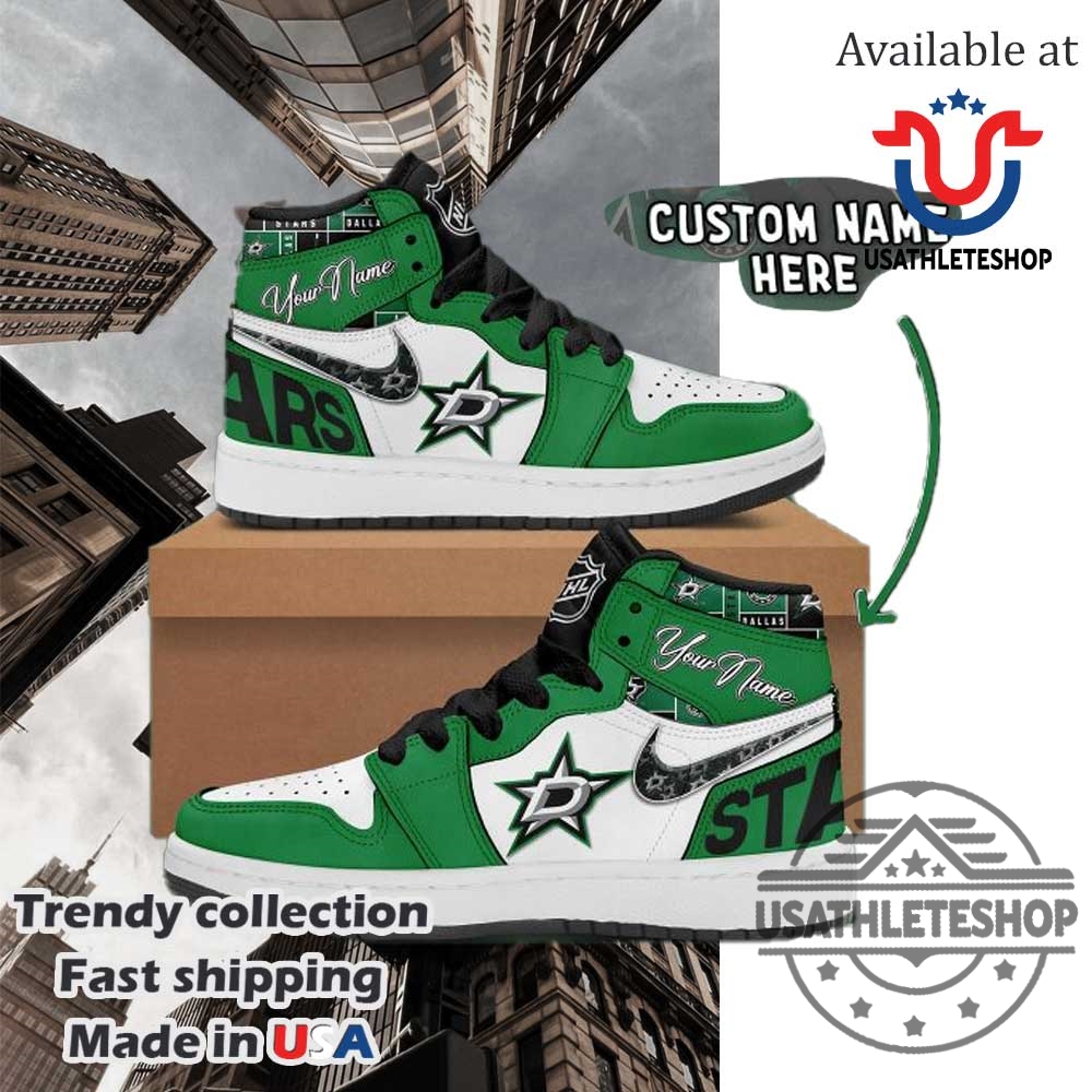 Dallas Stars Personalized Air Jordan 1 Sneakers Custom Name On Nhl Team Shoes 3 Dallas Stars Personalized Air Jordan 1 Sneakers – Custom Name on NHL Team Shoes