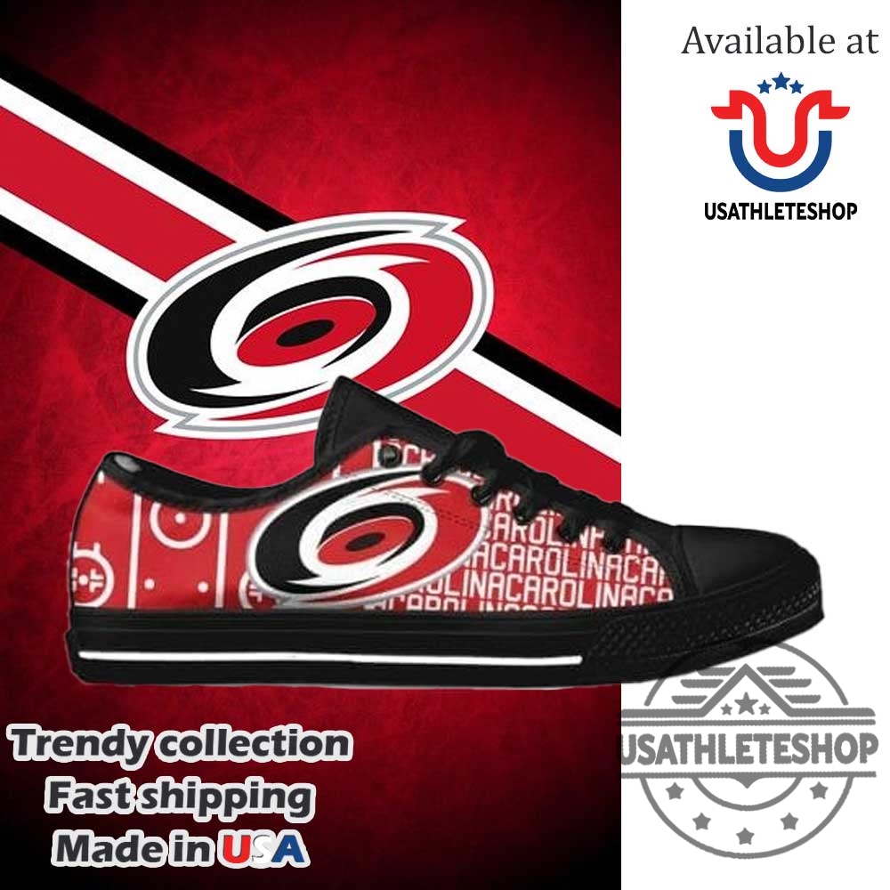 "Top Edmonton Oilers Sneakers: Run in Style with Team Spirit" 14 Carolina Hurricanes Low Top Shoes With Black Sole Nhl Team Sneakers For Fans