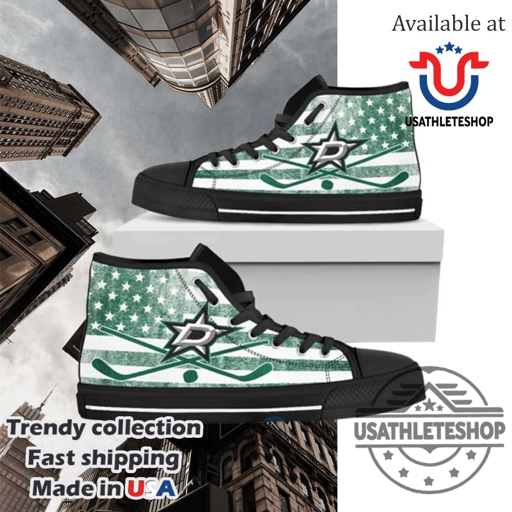 Dallas Stars High Top Sneakers Nhl Fan American Flag Hockey Shoes Black Sole 2025 3 Dallas Stars High Top Sneakers – NHL Fan American Flag Hockey Shoes Black Sole 2025