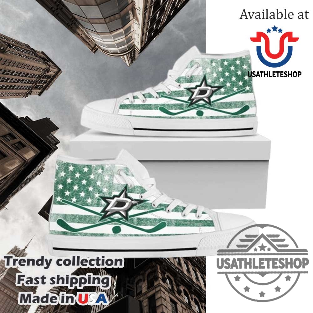 Dallas Stars High Top Sneakers Nhl Fan American Flag Hockey Shoes White Sole 2026 3 Dallas Stars High Top Sneakers – NHL Fan American Flag Hockey Shoes White Sole 2026