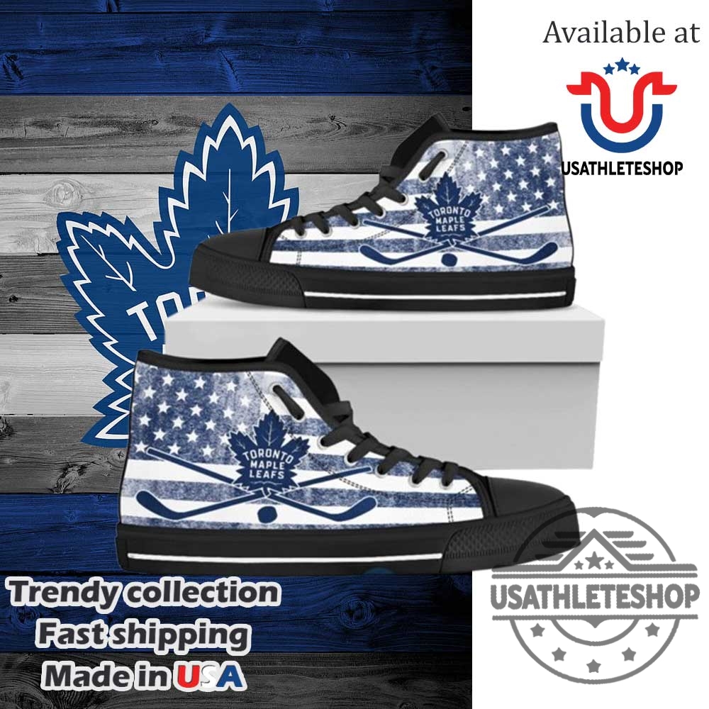 "Must-Have Team Sneakers for True Fans: FC Barcelona, Carolina Hurricanes & More" 13 Toronto Maple Leafs High Top Sneakers Nhl Fan American Flag Hockey Shoes Black Sole 2027