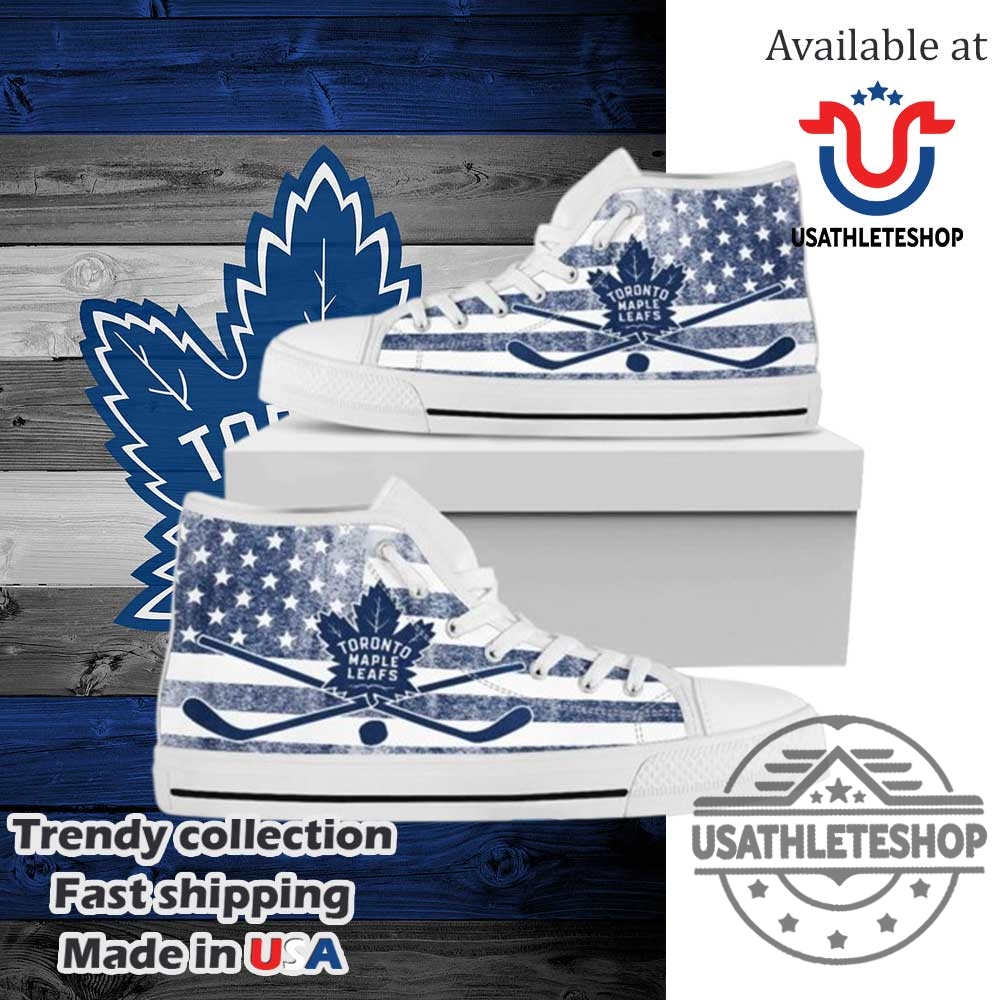 "Must-Have Team Sneakers for True Fans: FC Barcelona, Carolina Hurricanes & More" 14 Toronto Maple Leafs High Top Sneakers Nhl Fan American Flag Hockey Shoes White Sole 2028