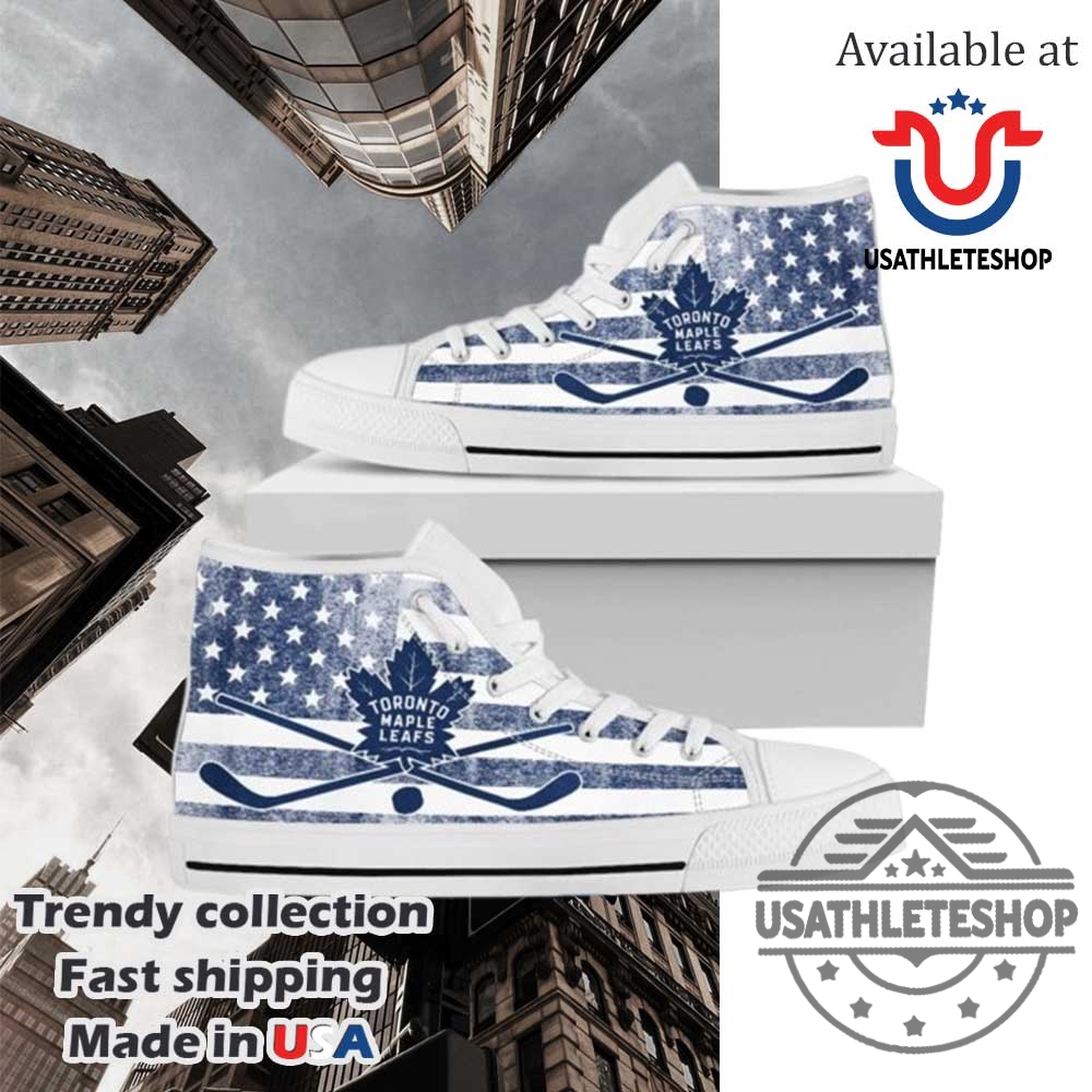Toronto Maple Leafs High Top Sneakers Nhl Fan American Flag Hockey Shoes White Sole 2028 3 Toronto Maple Leafs High Top Sneakers – NHL Fan American Flag Hockey Shoes White Sole 2028