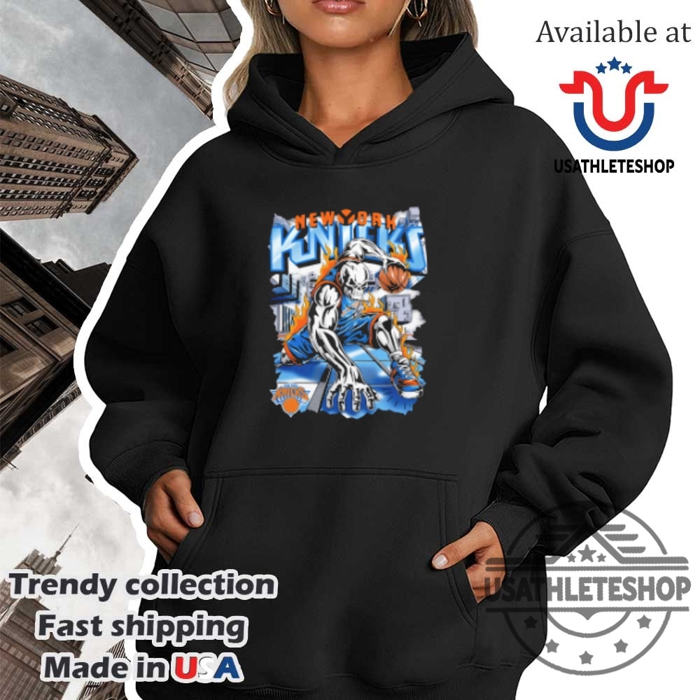 New York Knicks Warren Lotas Skeleton Tshirt Sky High Nba Graphic Tee 2025 4 New York Knicks Warren Lotas Skeleton T-Shirt – Sky High NBA Graphic Tee 2025