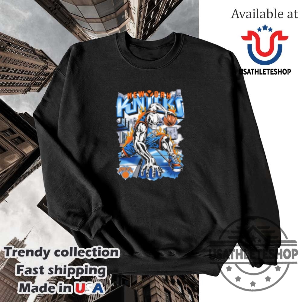 New York Knicks Warren Lotas Skeleton Tshirt Sky High Nba Graphic Tee 2025 5 New York Knicks Warren Lotas Skeleton T-Shirt – Sky High NBA Graphic Tee 2025