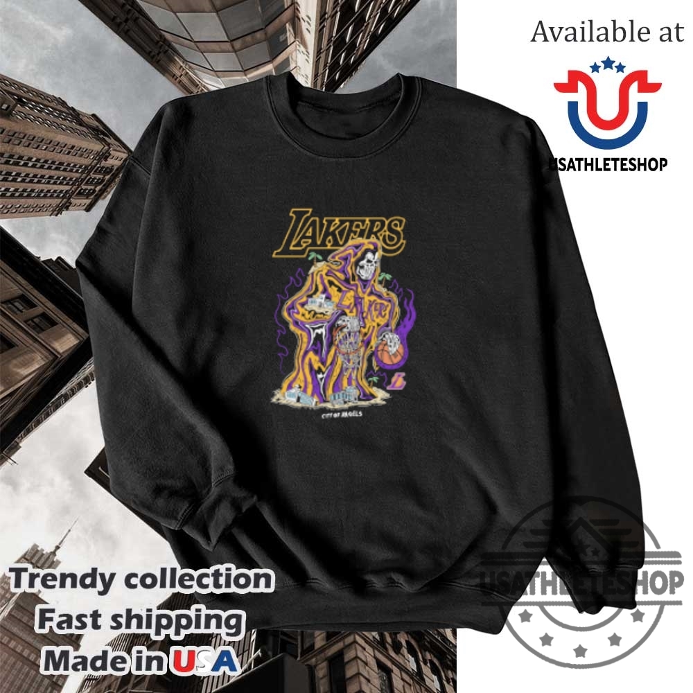 Los Angeles Lakers Warren Lotas Reaper Skeleton Tee City Of Angels Flood Style 5 Los Angeles Lakers Warren Lotas Reaper Skeleton Tee – City of Angels Flood Style