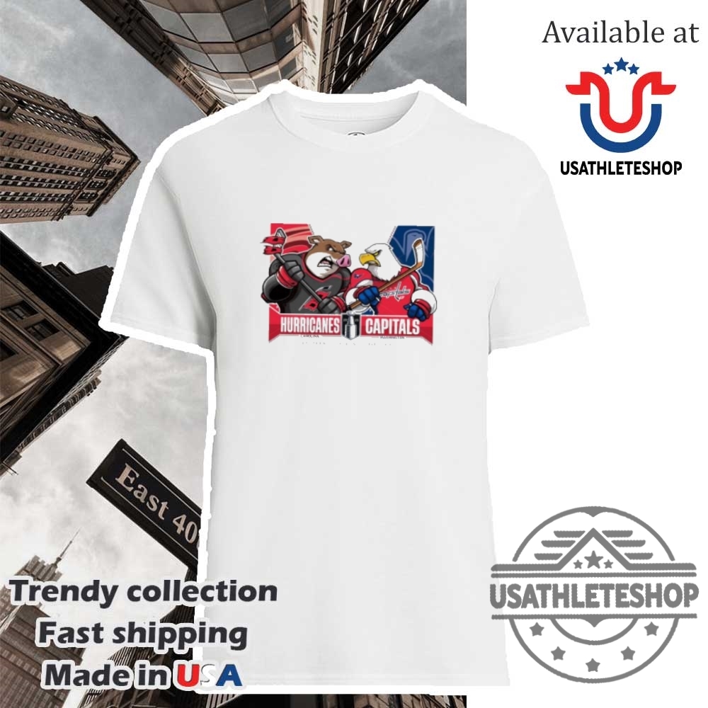"Top 2025 Carolina Hurricanes and Capitals Stanley Cup T-shirts" 2 Carolina Hurricanes Vs Washington Capitals 2025 Stanley Cup Mascot Matchup Tshirts