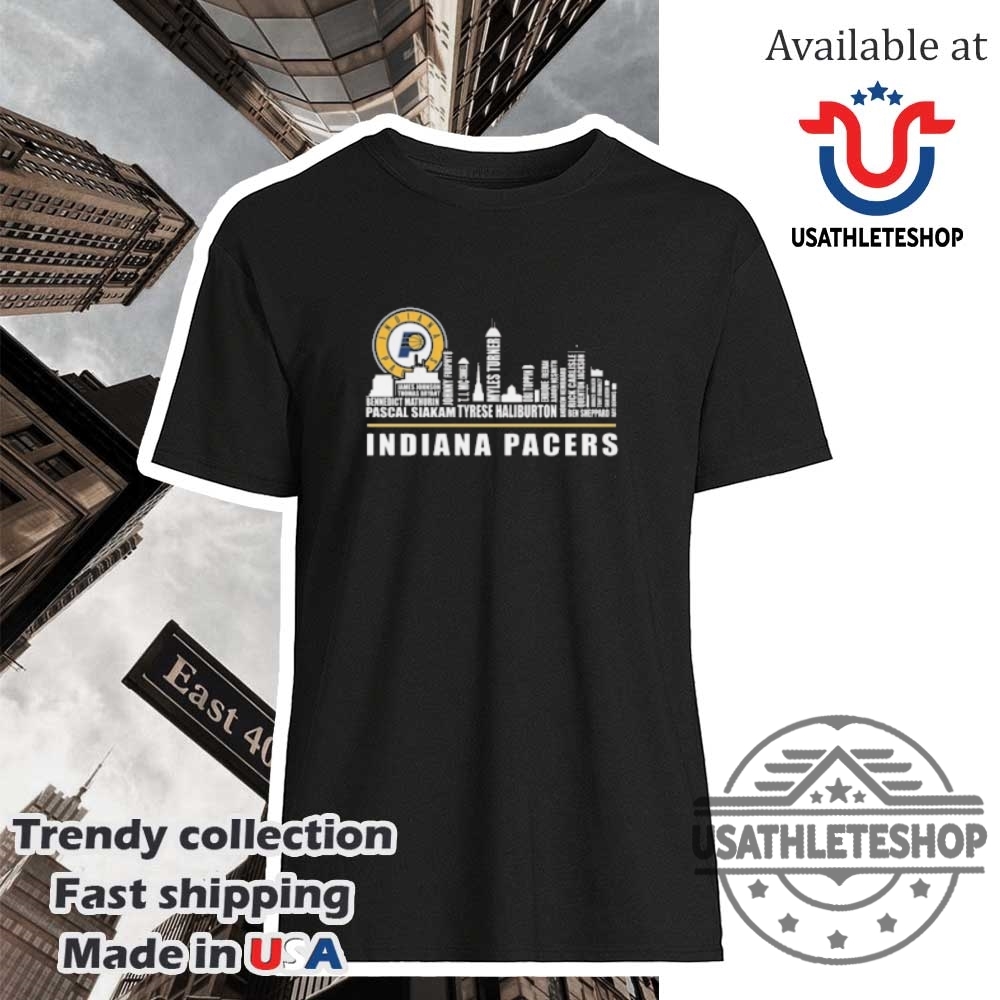 "Top 2025 Carolina Hurricanes and Capitals Stanley Cup T-shirts" 14 Indiana Pacers 2025 Skyline Names Tshirt Official City Tribute Basketball Fan Tee