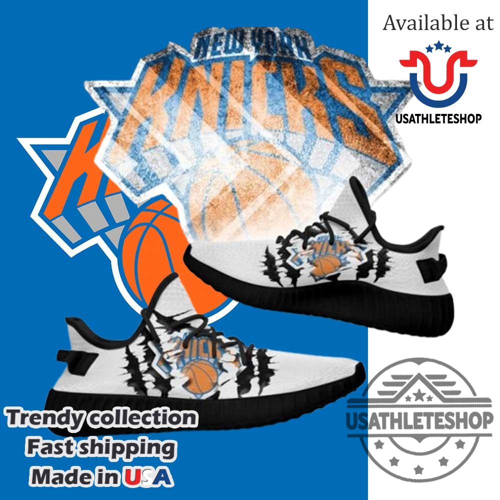 "Top NBA Team Yeezy Boost Sneakers: Celtics and Knicks Styles" 5 Nba New York Knicks White Scratch Yeezy Boost Sneakers Black Sole