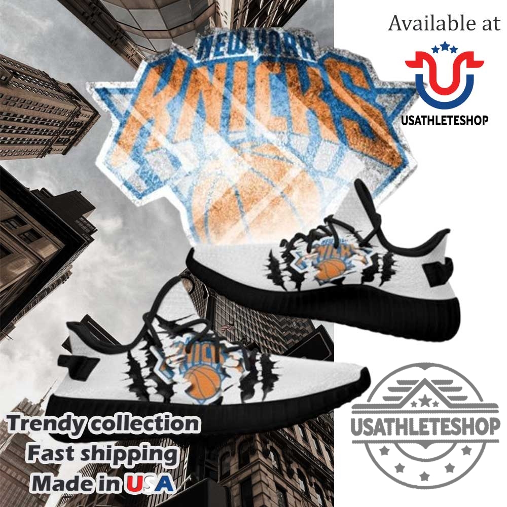 Nba New York Knicks White Scratch Yeezy Boost Sneakers Black Sole 3 NBA New York Knicks White Scratch Yeezy Boost Sneakers Black Sole