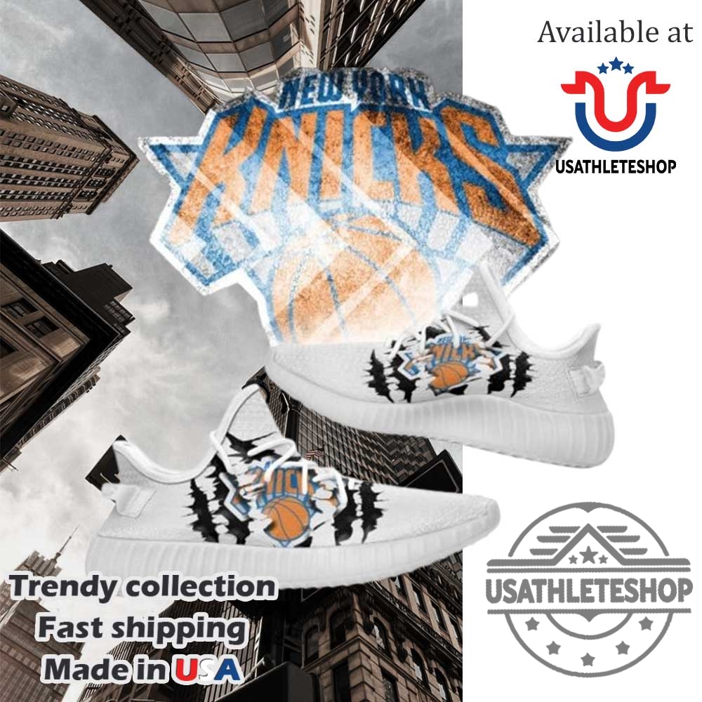 Nba New York Knicks White Scratch Yeezy Boost Sneakers White Sole 3 NBA New York Knicks White Scratch Yeezy Boost Sneakers White Sole