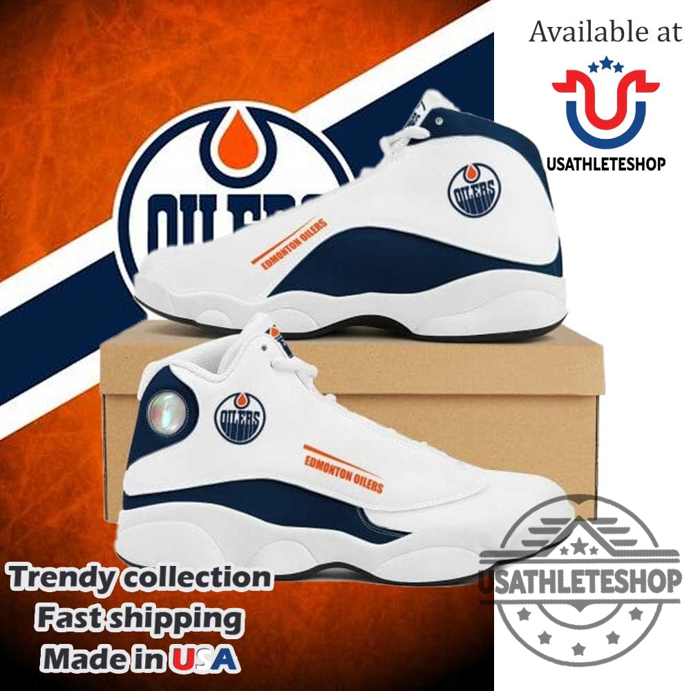 "Top NHL Fan Shoes for Oilers and Golden Knights Enthusiasts" 2 Edmonton Oilers Air Jordan 13 Style Sneakers Custom Nhl Fan Shoes For Men And Women
