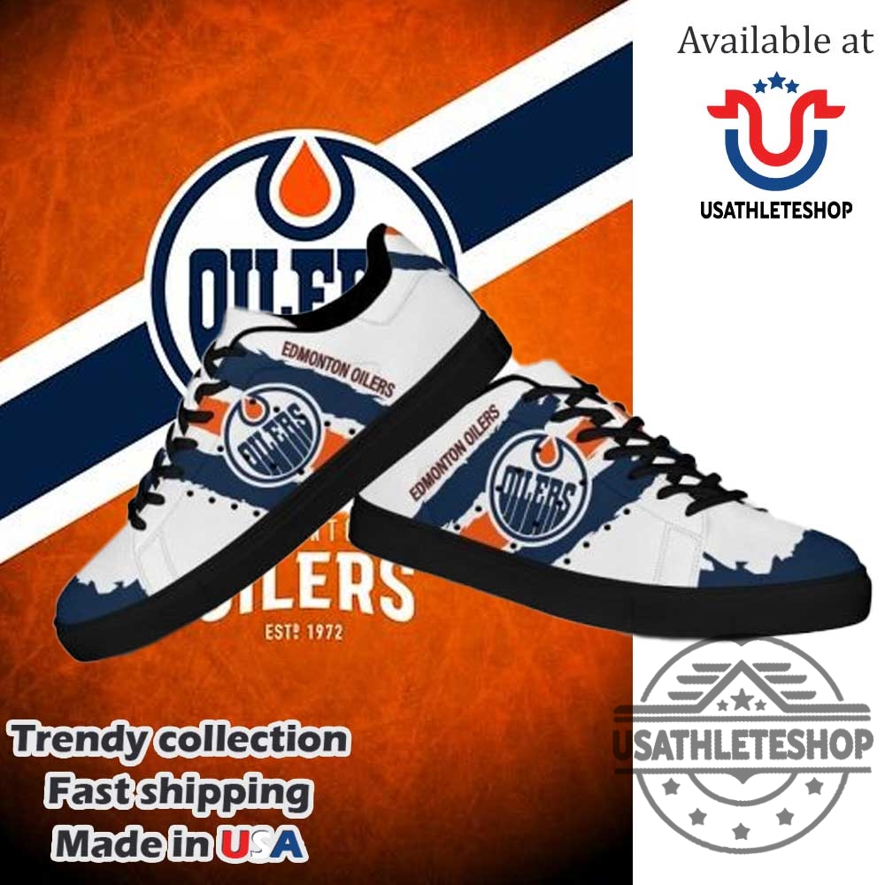 "Top NHL Fan Shoes for Oilers and Golden Knights Enthusiasts" 3 Nhl Edmonton Oilers Stan Smith Shoes Black Sole