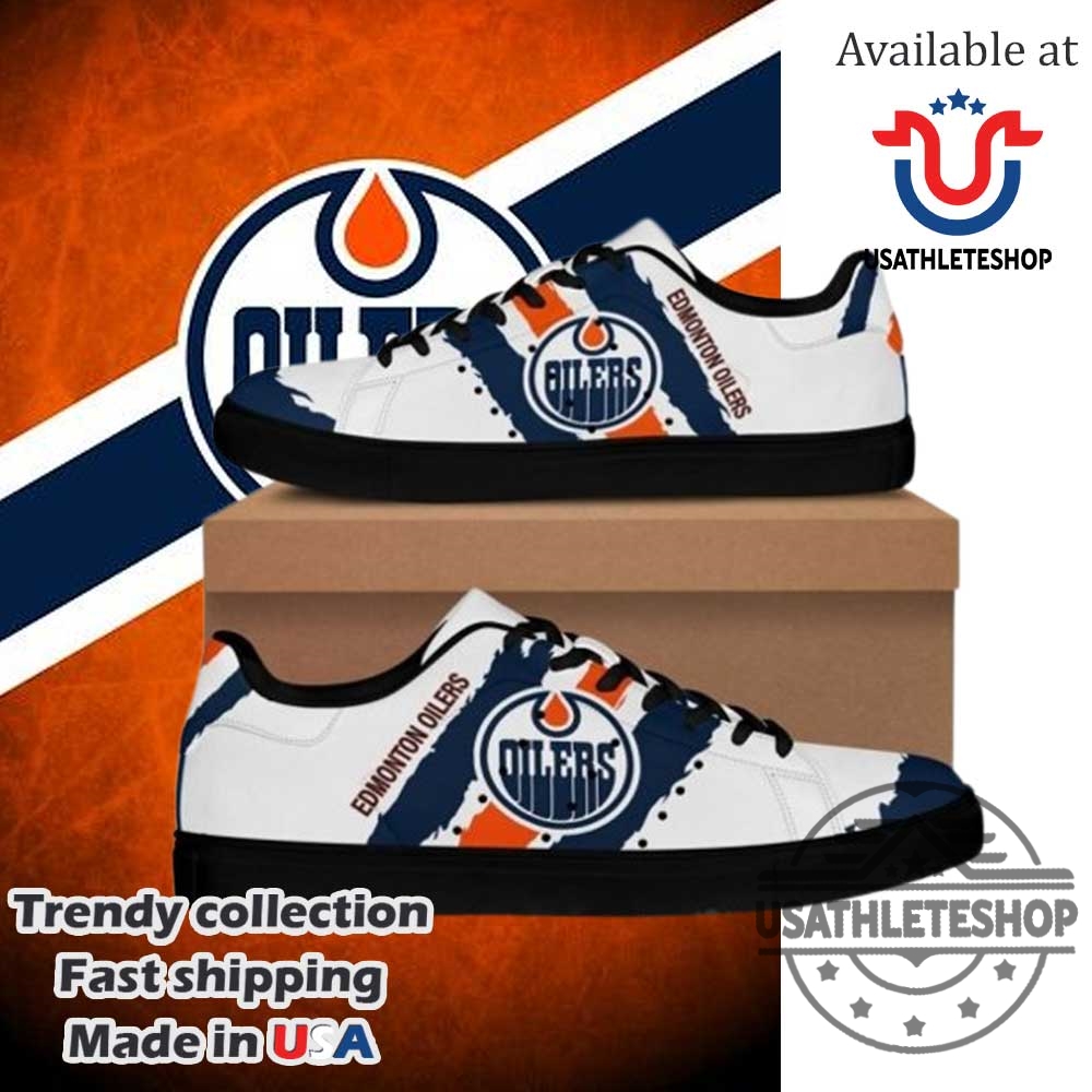 Nhl Edmonton Oilers Stan Smith Shoes Black Sole 5 NHL Edmonton Oilers Stan Smith Shoes Black Sole