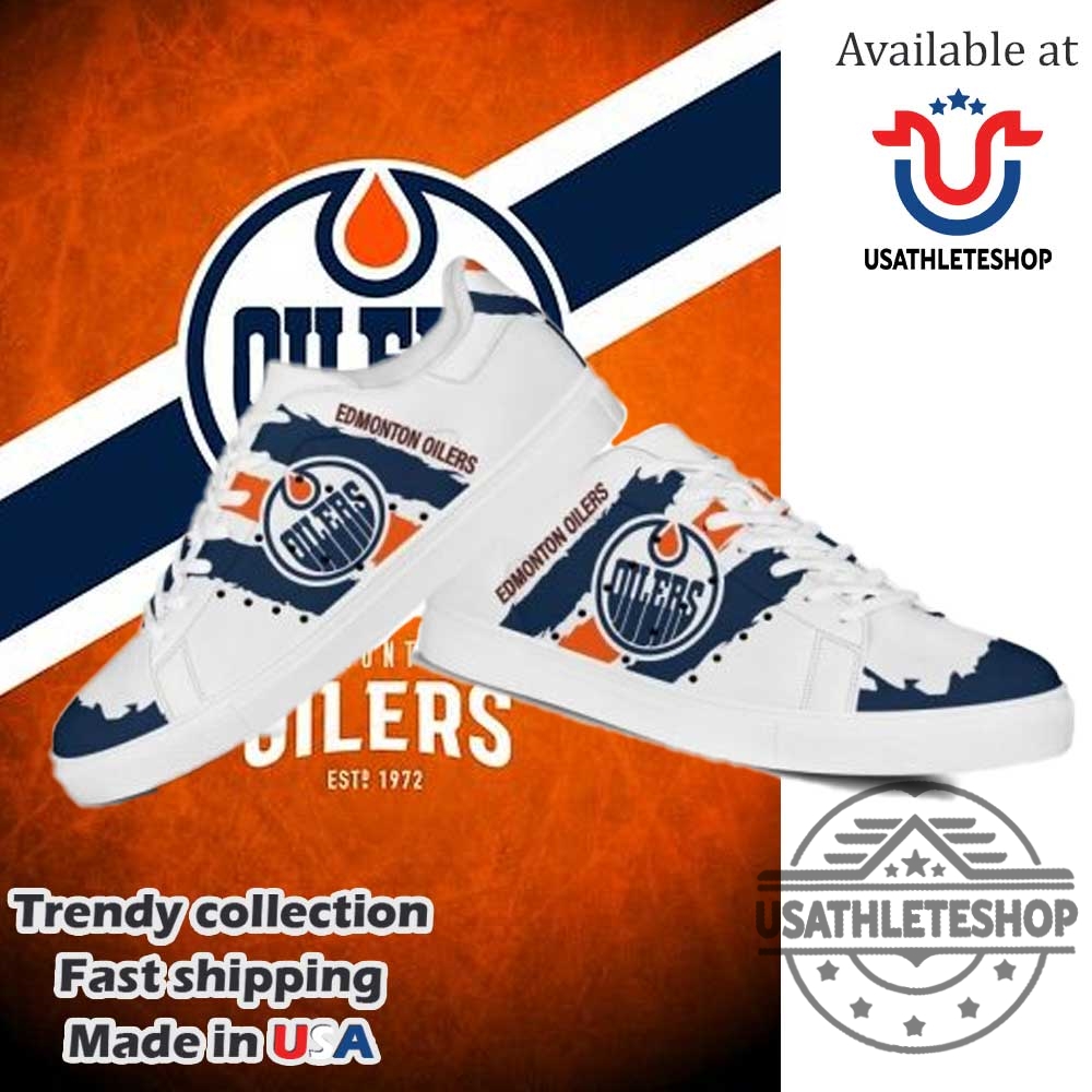 Nhl Edmonton Oilers Stan Smith Shoes White Sole 4 NHL Edmonton Oilers Stan Smith Shoes White Sole