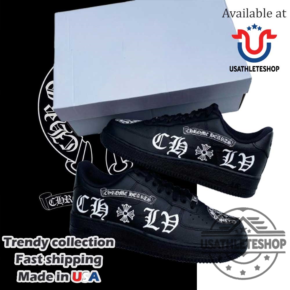 "Stylish Chrome Hearts Inspired Air Force 1 Sneakers for Streetwear Lovers" 3 Black Air Force 1 Ch Lv Sneakers Chrome Hearts X Louis Vuitton Inspired Gothic Shoes