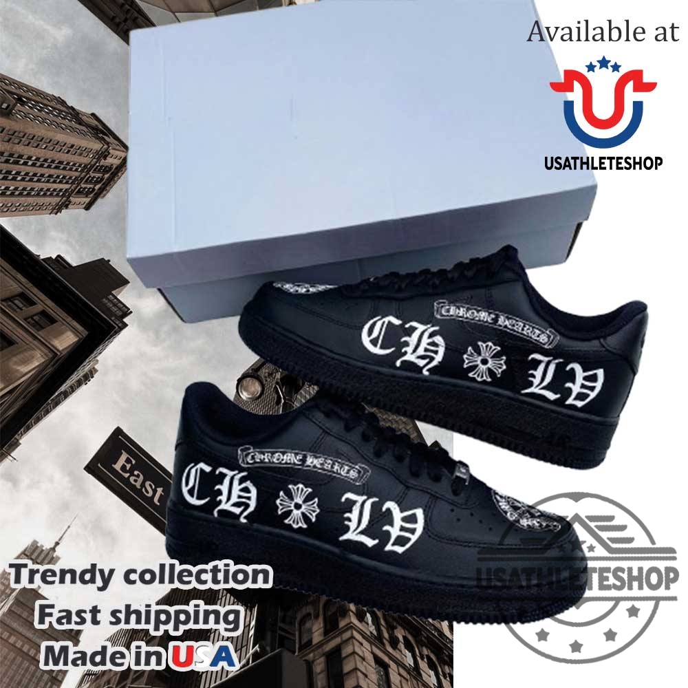 Black Air Force 1 Ch Lv Sneakers Chrome Hearts X Louis Vuitton Inspired Gothic Shoes 3 Black Air Force 1 CH LV Sneakers – Chrome Hearts x Louis Vuitton Inspired Gothic Shoes