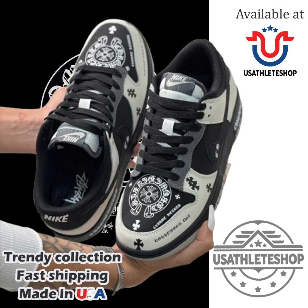 "Stylish Chrome Hearts Inspired Air Force 1 Sneakers for Streetwear Lovers" 5 Chrome Hearts Air Force 1 Black White Sneakers Gothic Cross Streetwear Shoes