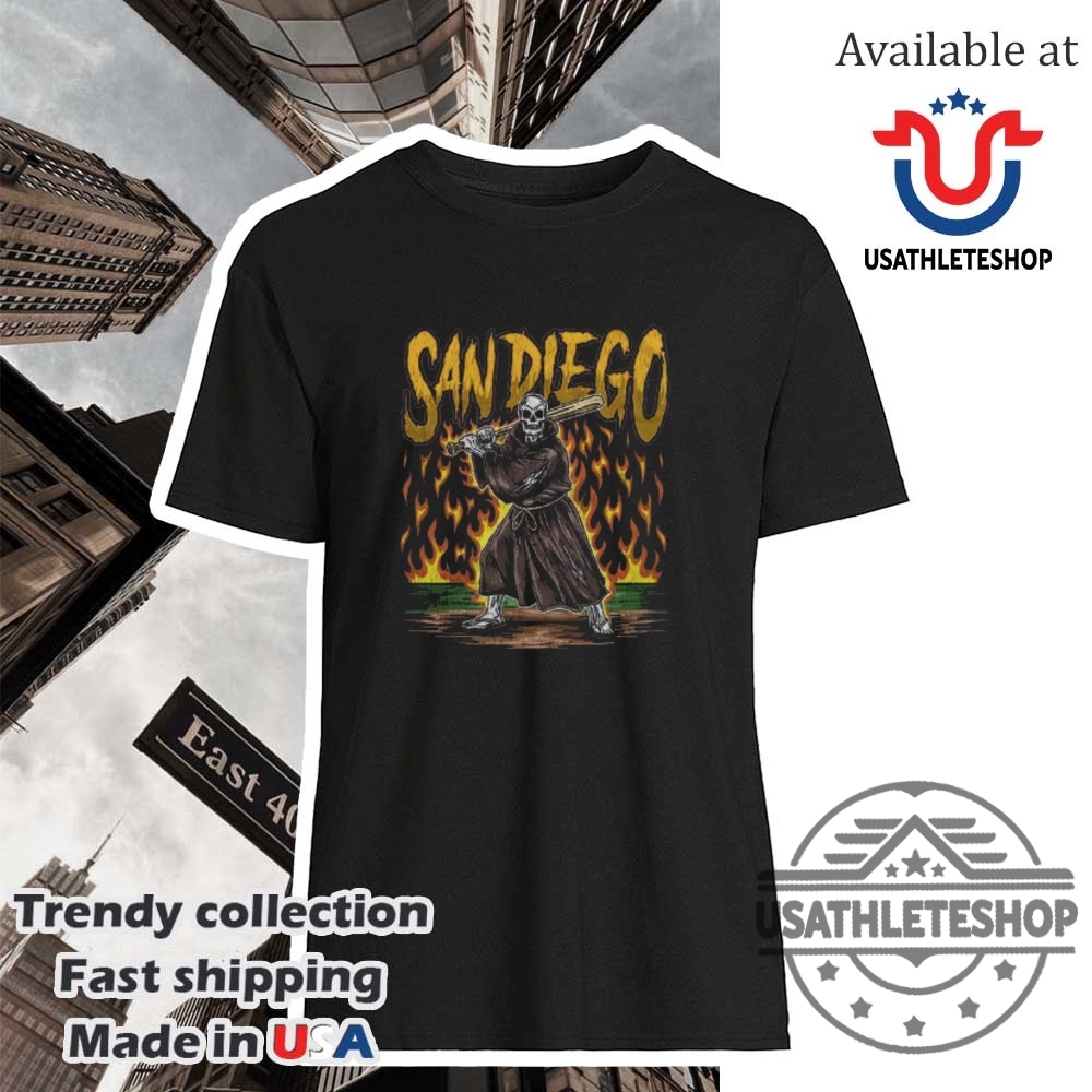 San Diego Baseball Skeleton Tshirt Padres Fan Halloween Style Tee