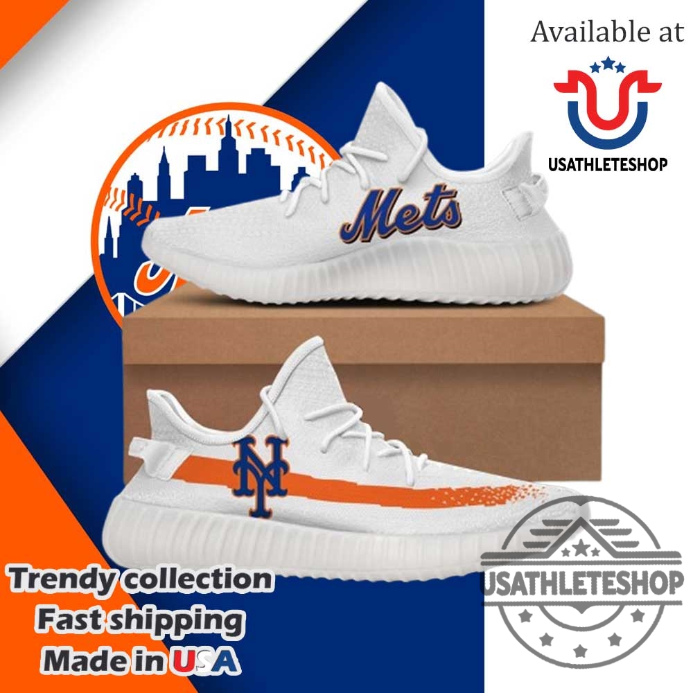 Step Up Your Game: Custom MLB Sneakers for Mets and Dodgers Fans 2 New York Mets Running Yeezy Sneakers Custom Mlb Team Athletic Shoes