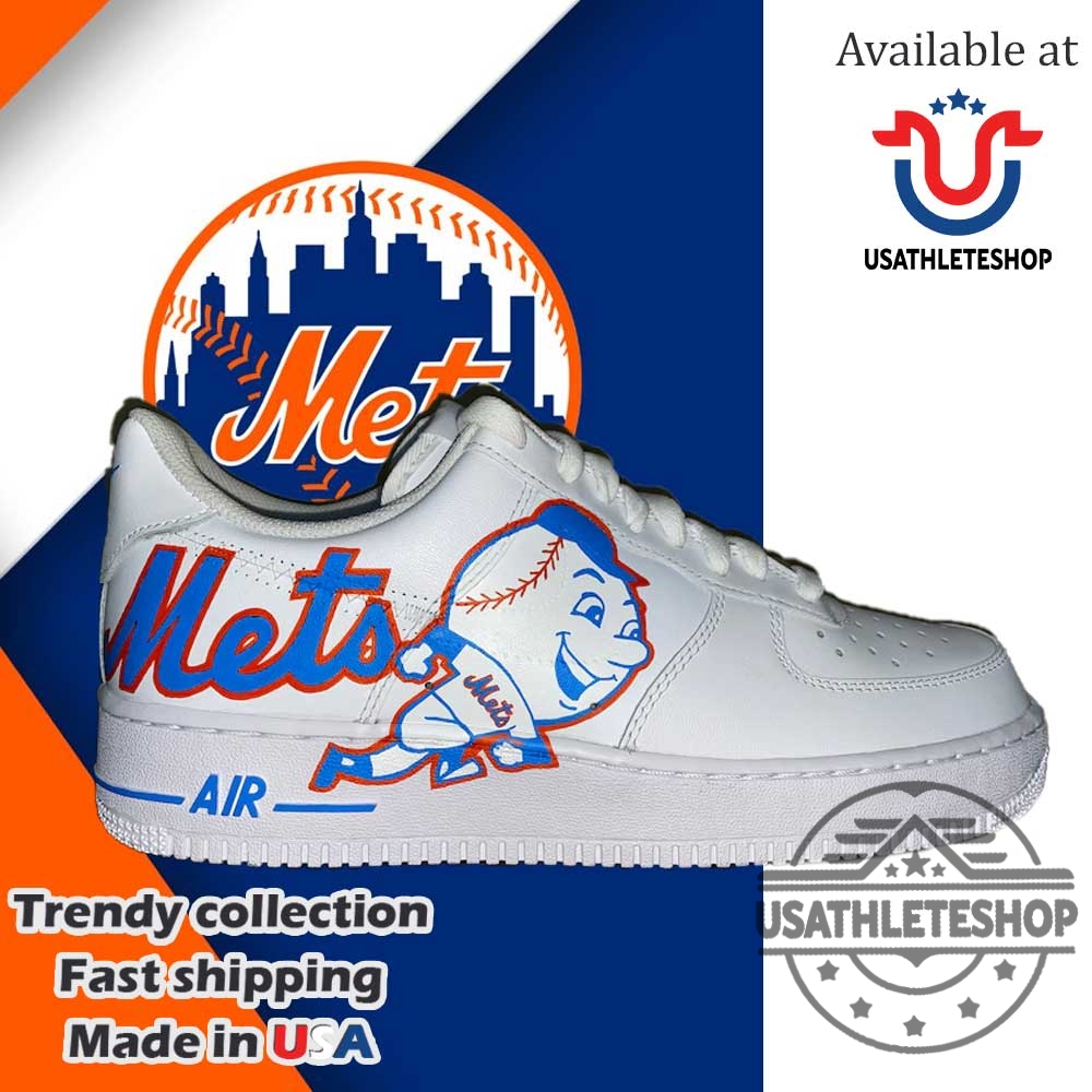 Custom New York Mets Air Force 1 Sneakers Mr. Met Mascot Baseball Fan Shoes 5 Custom New York Mets Air Force 1 Sneakers – Mr. Met Mascot Baseball Fan Shoes