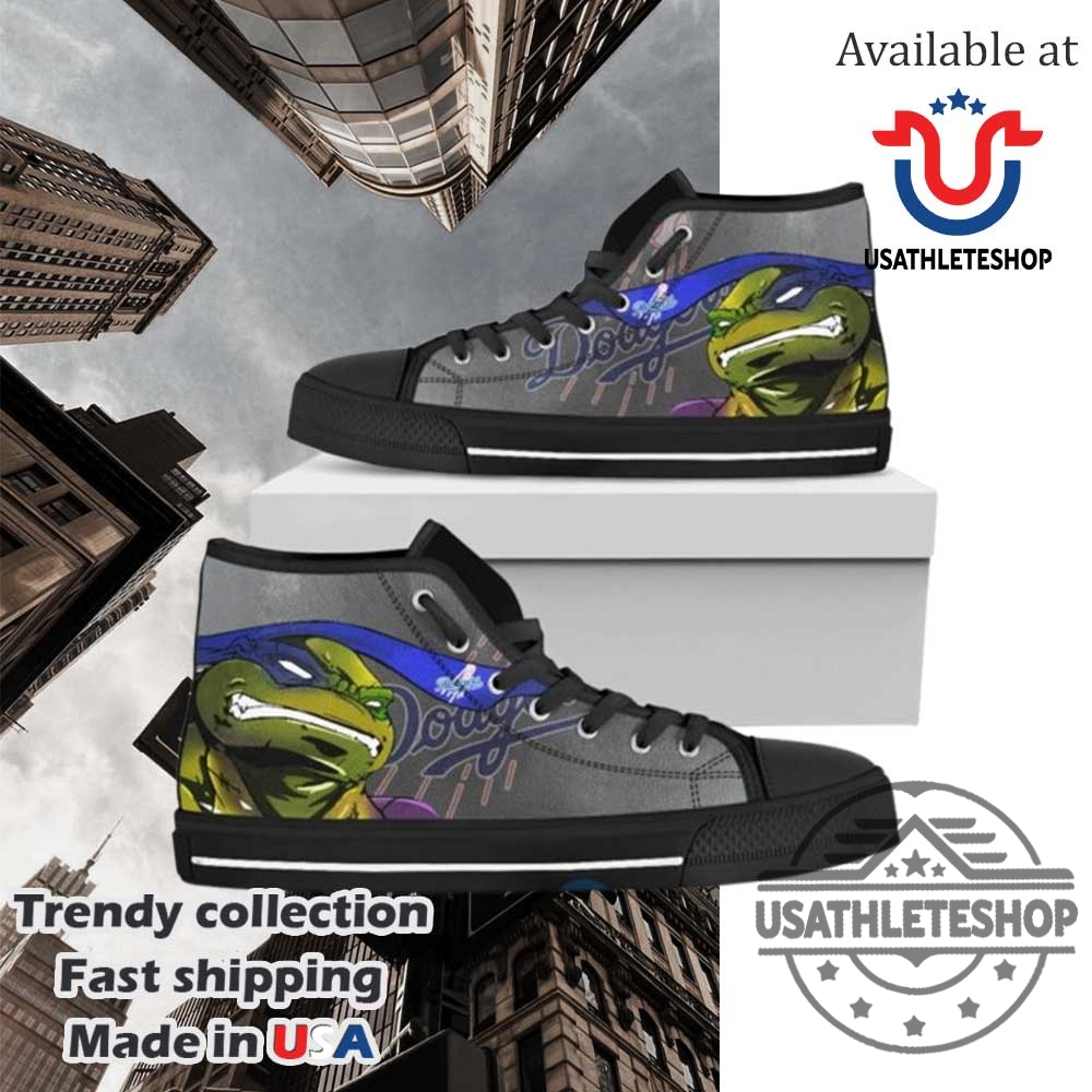Los Angeles Dodgers Ninja High Top Sneakers Ugly Turtle Black Sole Baseball Shoes 3 Los Angeles Dodgers Ninja High Top Sneakers – Ugly Turtle Black Sole Baseball Shoes