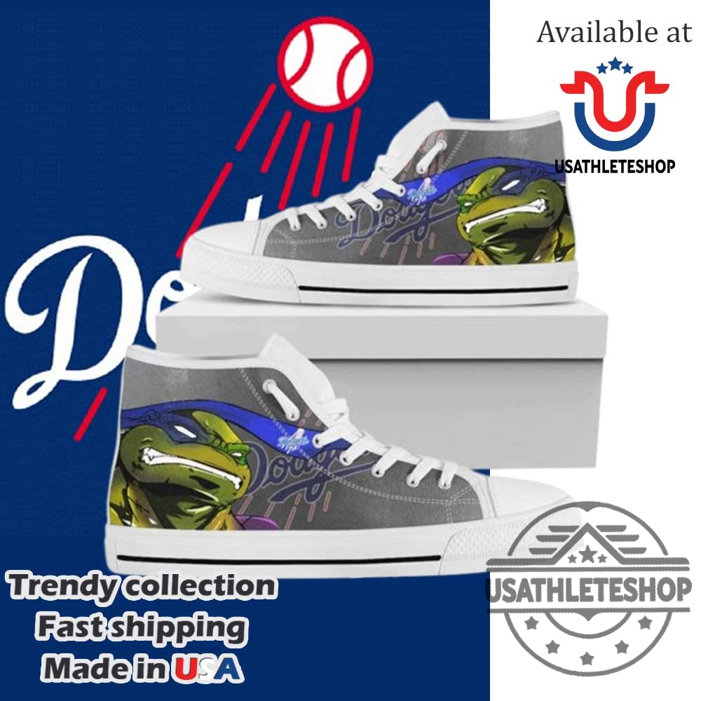 Step Up Your Game: Custom MLB Sneakers for Mets and Dodgers Fans 5 Los Angeles Dodgers Ninja High Top Sneakers Ugly Turtle White Sole Baseball Shoes