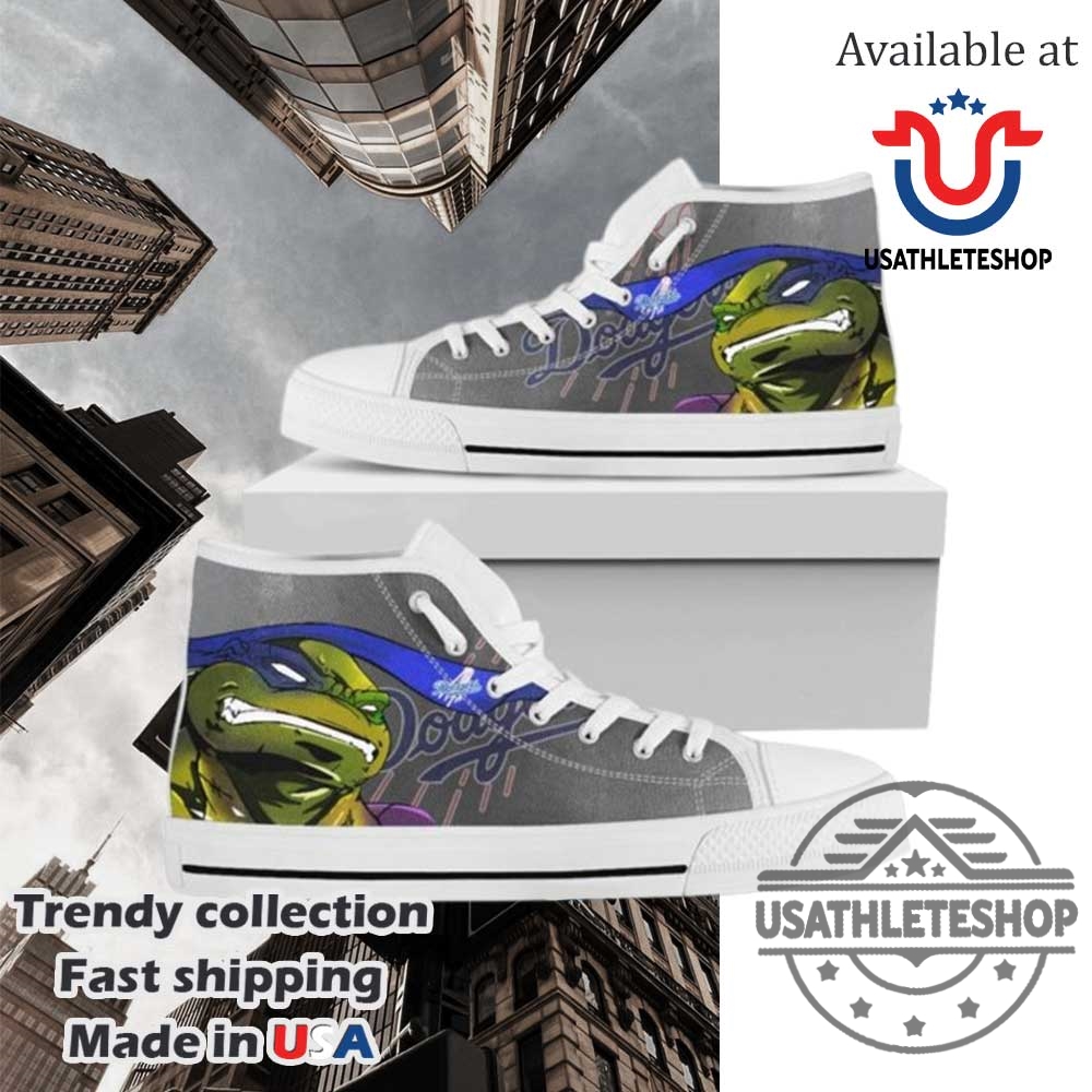 Los Angeles Dodgers Ninja High Top Sneakers Ugly Turtle White Sole Baseball Shoes 3 Los Angeles Dodgers Ninja High Top Sneakers – Ugly Turtle White Sole Baseball Shoes