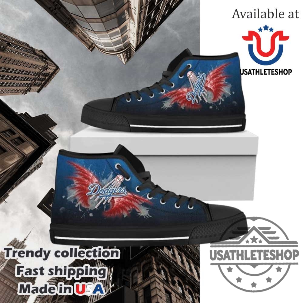 Los Angeles Dodgers Winged Baseball Fan High Top Sneakers Black Sole Canvas Shoes 3 Los Angeles Dodgers Winged Baseball Fan High Top Sneakers – Black Sole Canvas Shoes