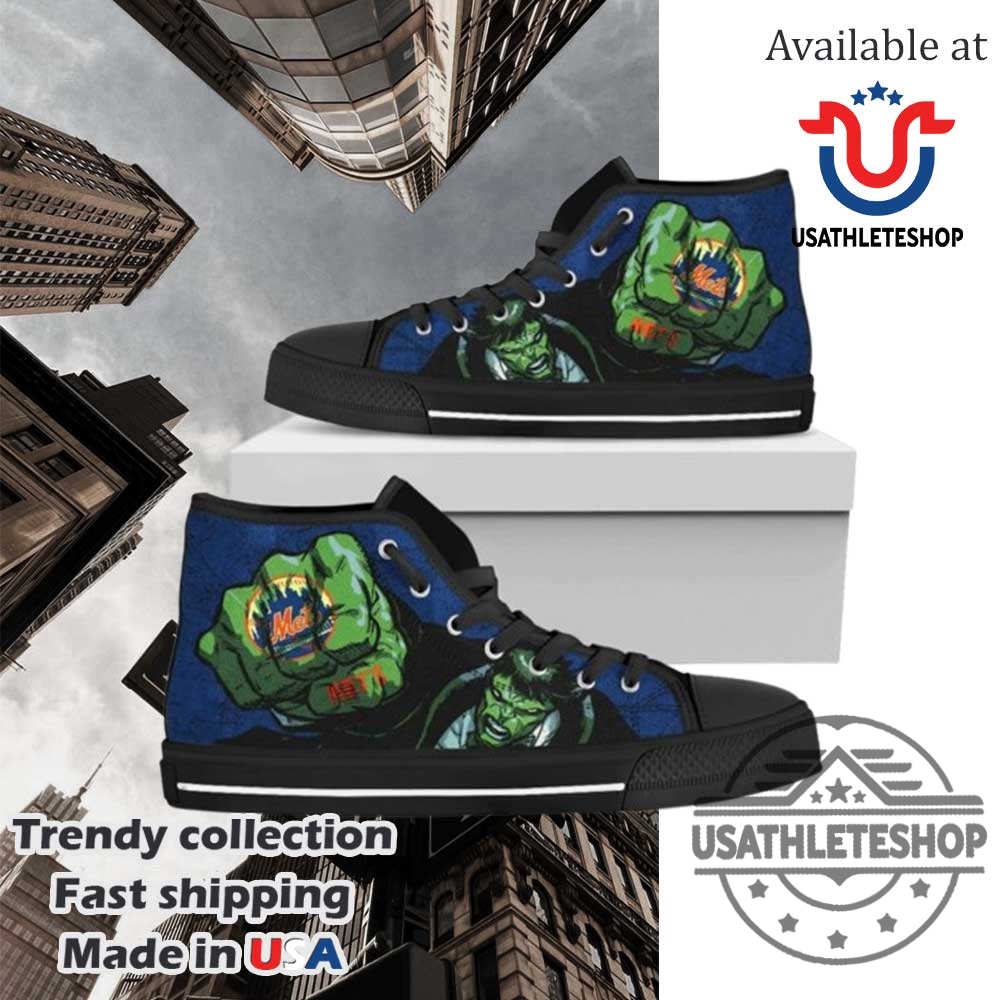 New York Mets X Hulk Marvel High Top Sneakers Black Sole Superhero Fan Shoes 3 New York Mets x Hulk Marvel High Top Sneakers – Black Sole Superhero Fan Shoes