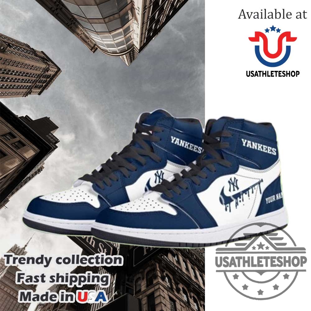 New York Yankees Air Jordan 1 Custom Sneakers Hightop Sport Shoes For Men And Women With Name Option 4 New York Yankees Air Jordan 1 Custom Sneakers – High-Top Sport Shoes for Men and Women with Name Option