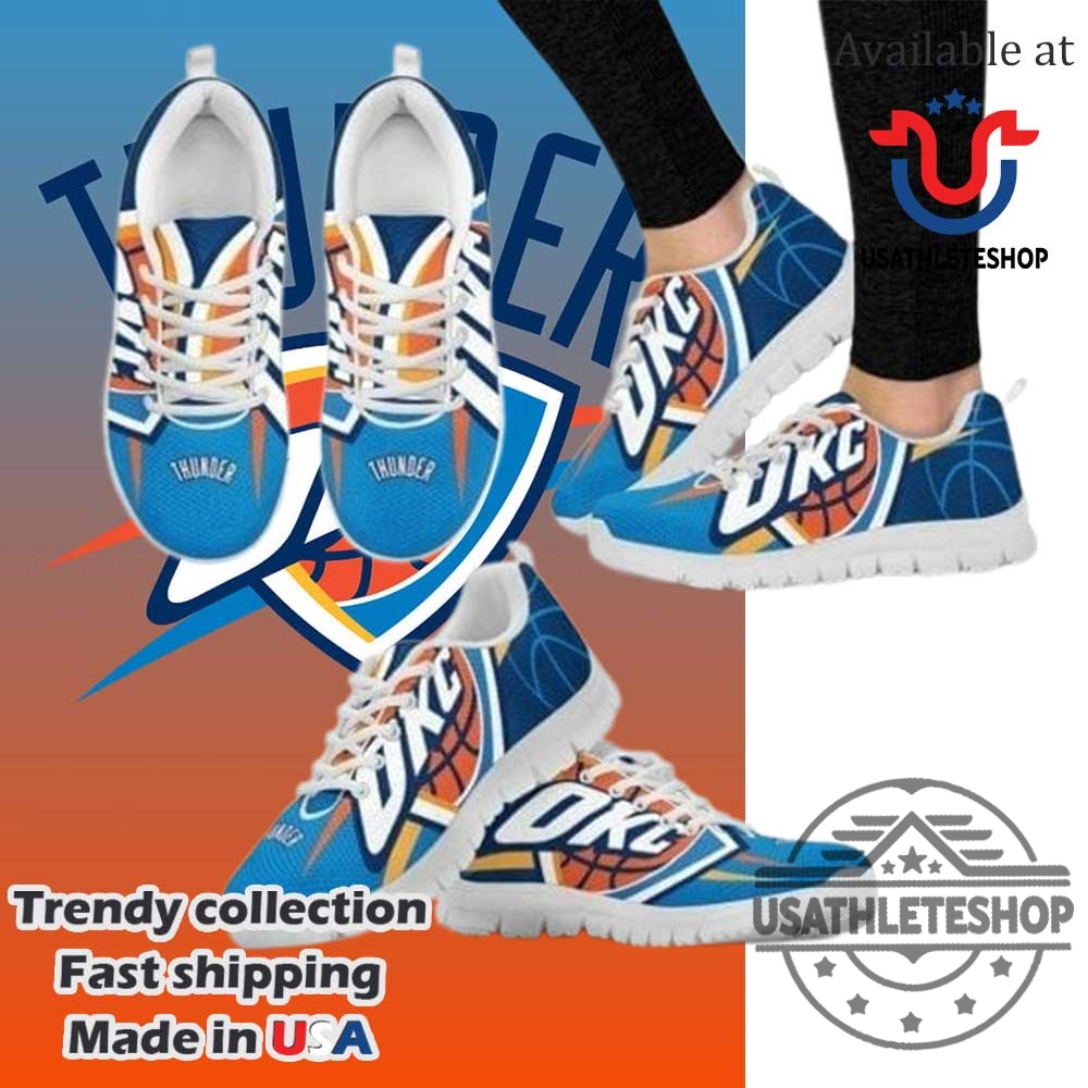 "Shop Oklahoma City Thunder Sneakers: High, Low, Custom Styles Available" 2 Oklahoma City Thunder Running Shoes White Sole Nba Fan Sneakers For Men Women
