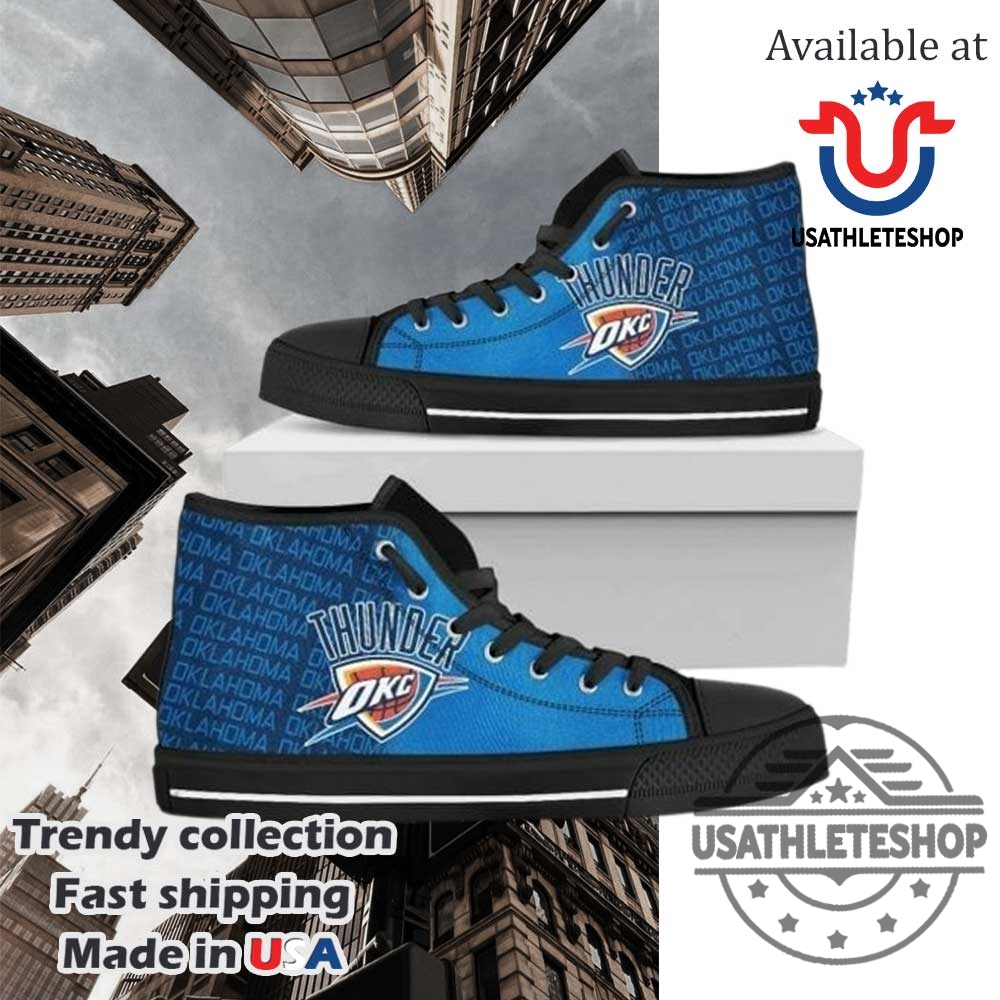 Oklahoma City Thunder High Top Sneakers Black Sole Custom Okc Basketball Fan Shoes For Men And Women 3 Oklahoma City Thunder High Top Sneakers Black Sole – Custom OKC Basketball Fan Shoes for Men and Women