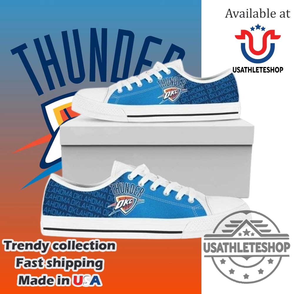 "Shop Oklahoma City Thunder Sneakers: High, Low, Custom Styles Available" 5 Nba Oklahoma City Thunder Low Top Shoes White Sole