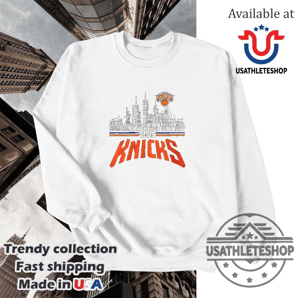 New York Knicks 2025 Roster Skyline Tee Brunson Anunoby Coach Thibodeau 5 New York Knicks 2025 Roster Skyline Tee – Brunson, Anunoby, Coach Thibodeau