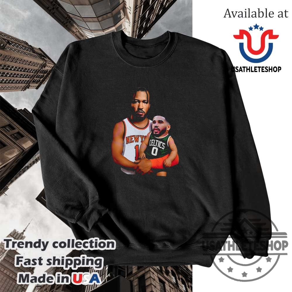 Jayson Tatum Carrying Baby Jalen Brunson Shirt Celtics Vs Knicks 2025 5 Jayson Tatum Carrying Baby Jalen Brunson Shirt – Celtics vs Knicks 2025